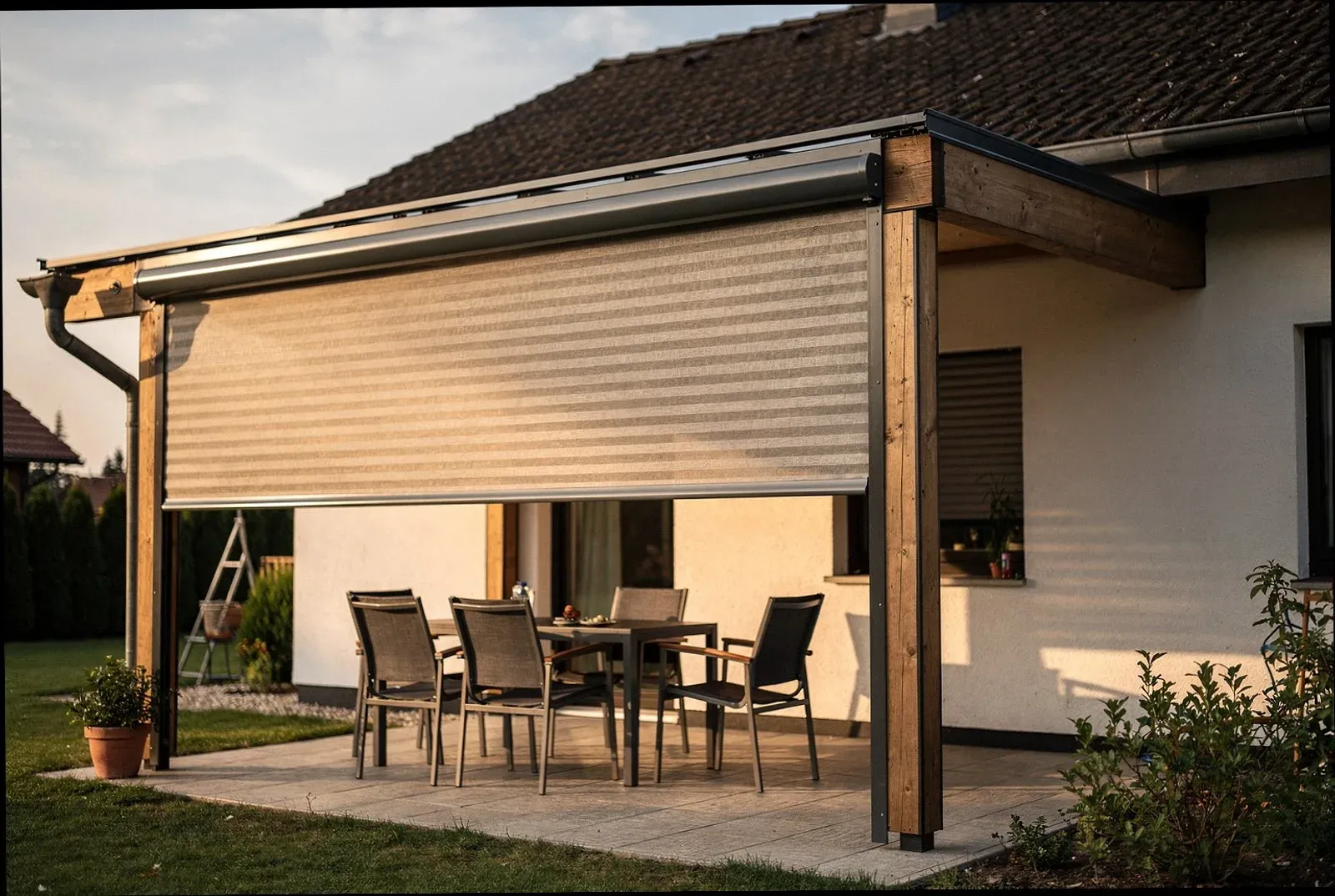 Terrassendach mit Unterglasmarkise an einem Wohnhaus in Leverkusen